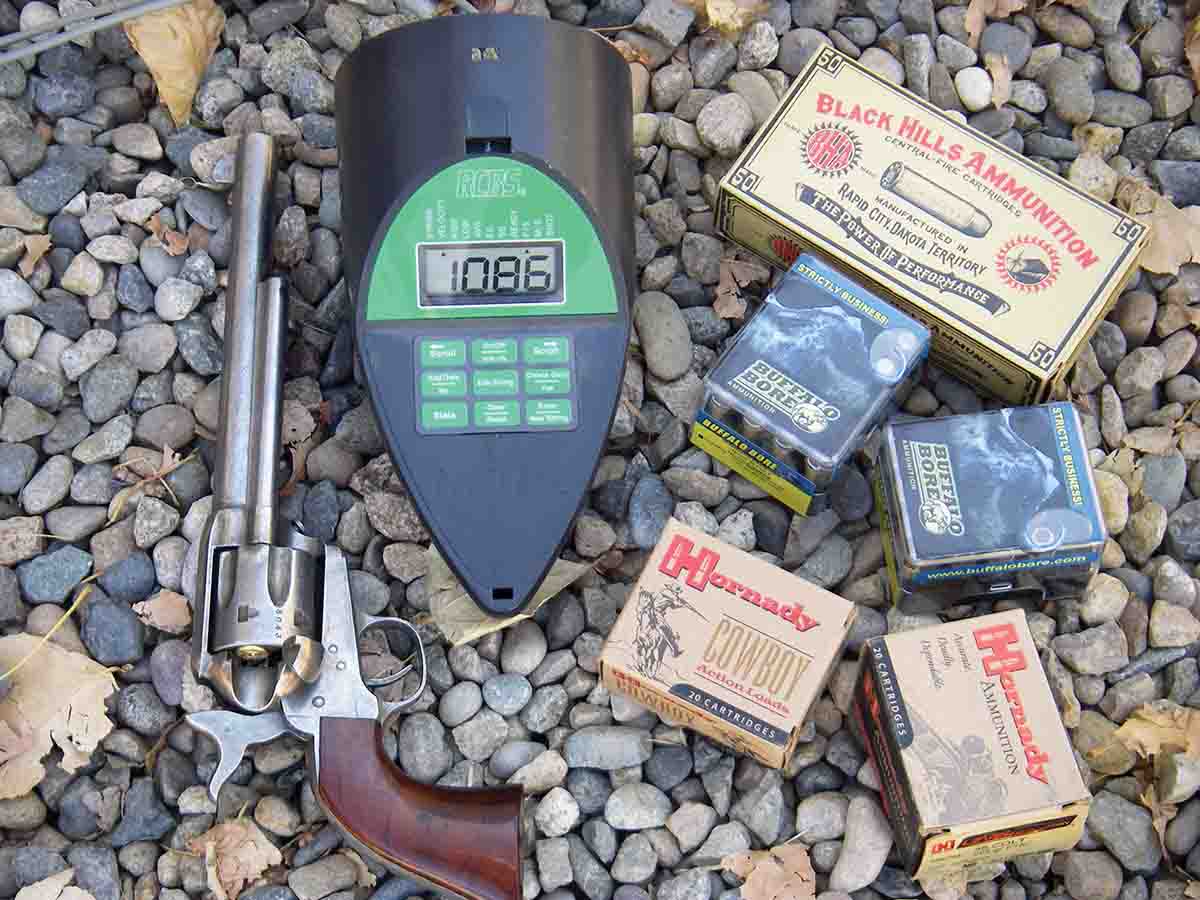 Factory ammunition and handloads were checked for velocity.